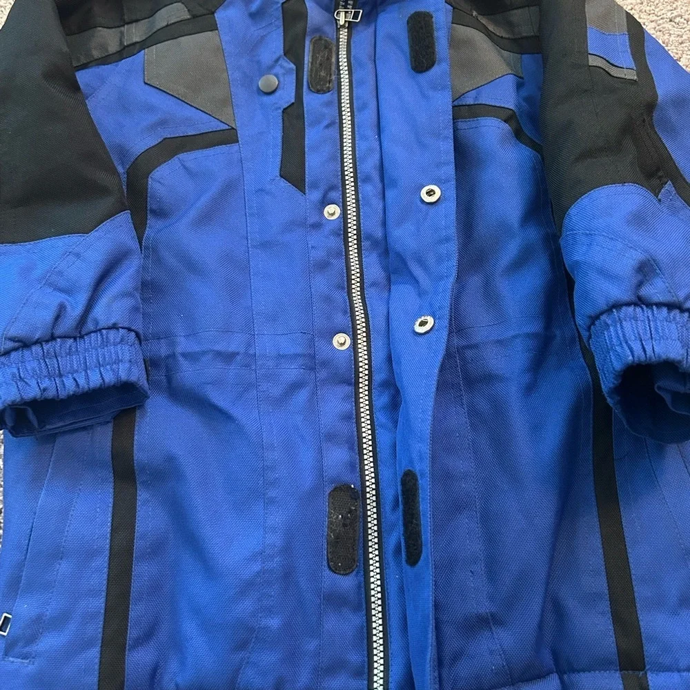Falls Creek Boys Blue,Black & Gray Heavy Full Zip Velcro Jacket Pockets  Size 7